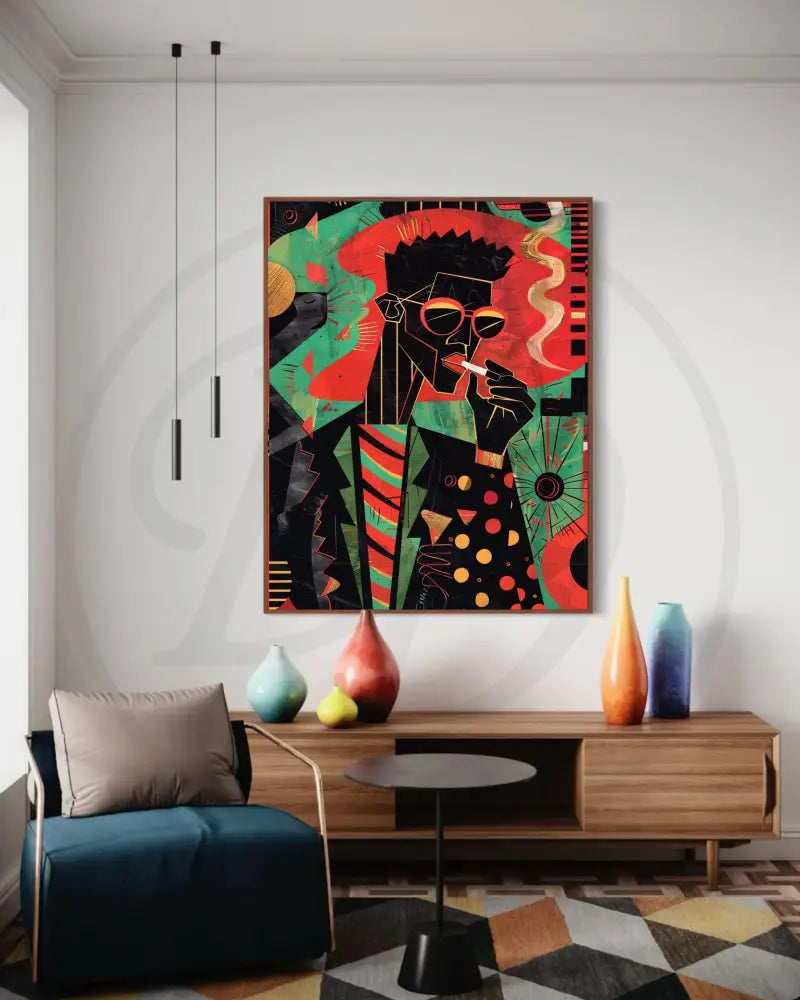 Bold modern Afrocentric art print for living room décor