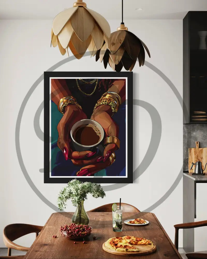 Printable coffee moment artwork celebrating style and intimacy.