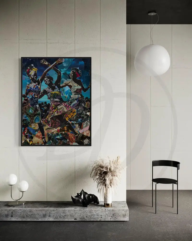 Afrocentric dance celebration digital art perfect for cultural spaces.