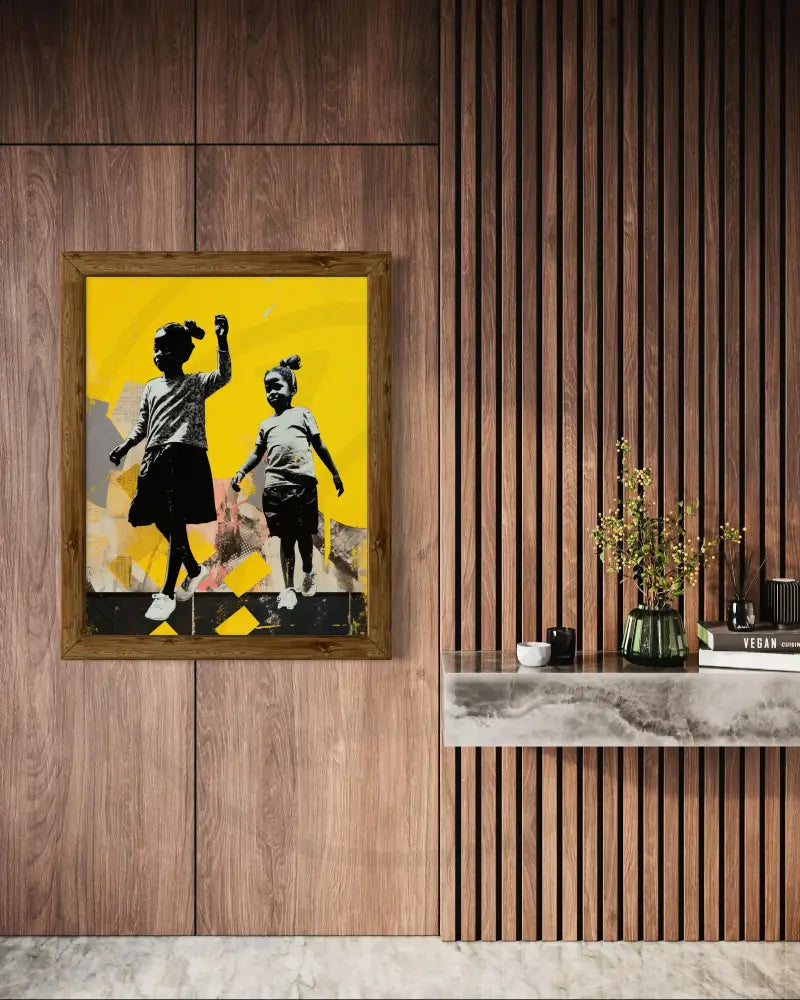 Digital download of Black children dancing in playful Afrocentric art.