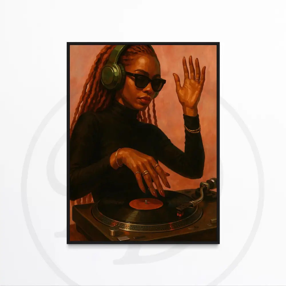 Modern African American artwork of DJs celebrating culture and music.