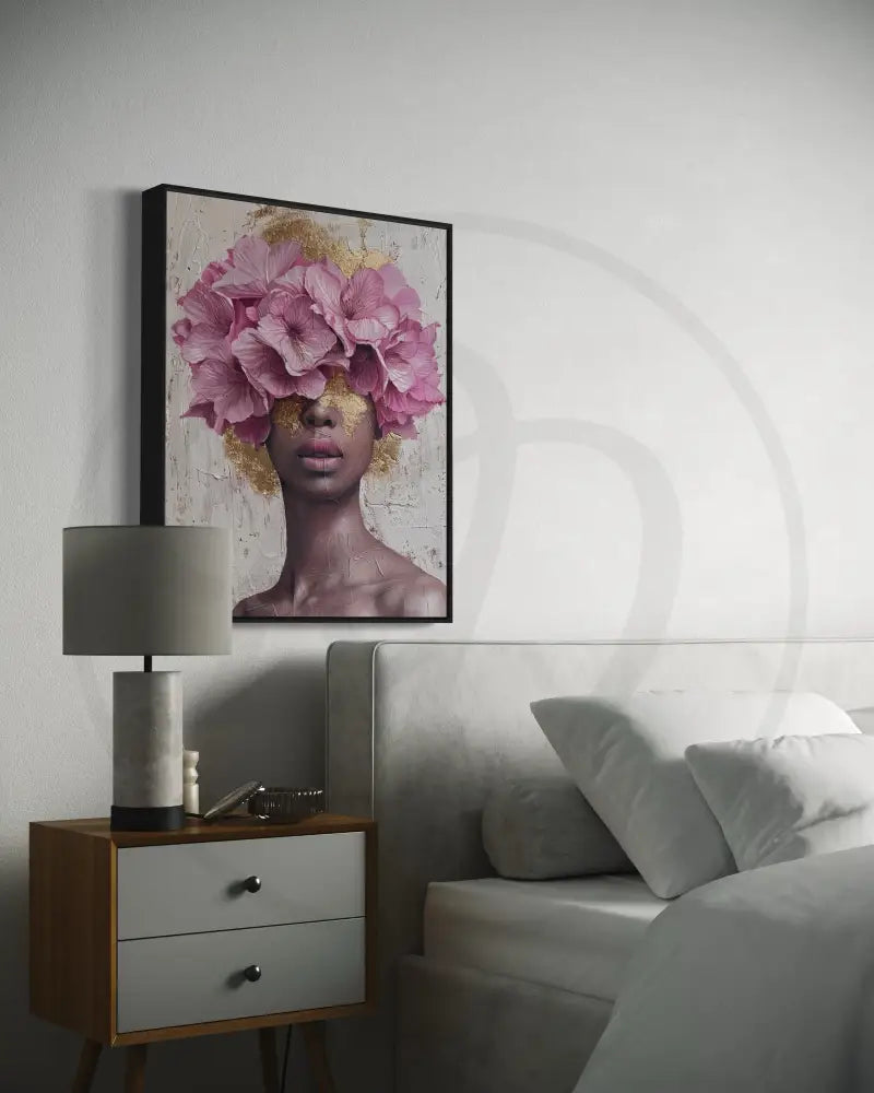 Modern floral portrait with Afrocentric inspiration.