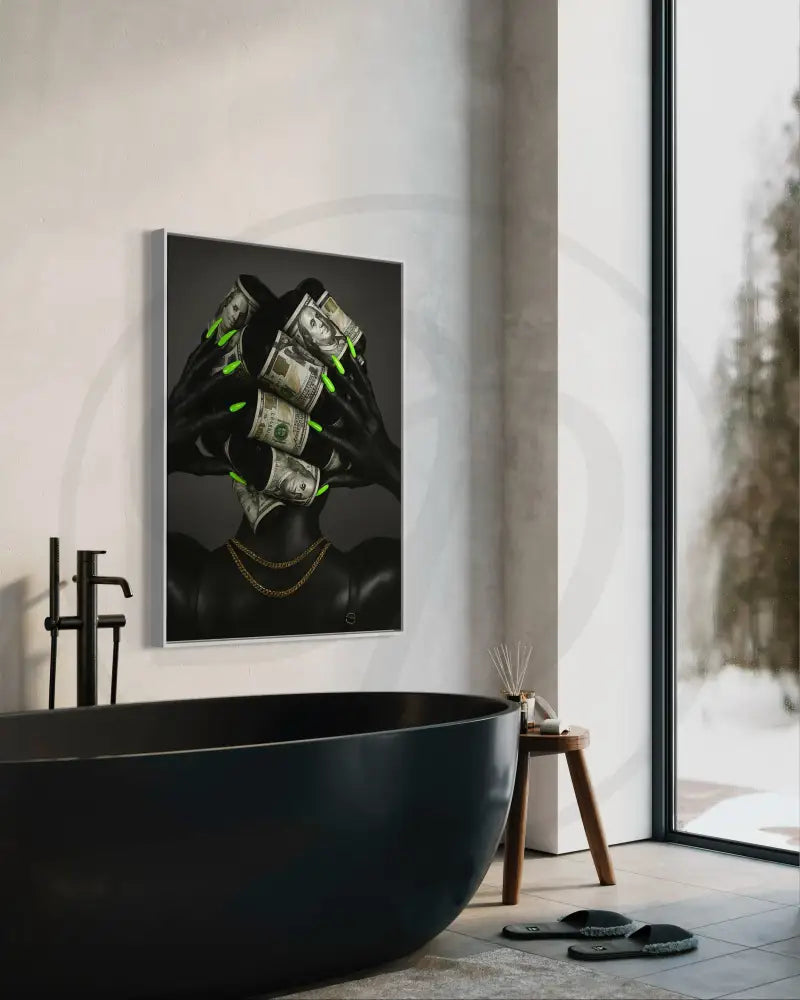 Afrocentric modern wall art symbolizing wealth and luxury.