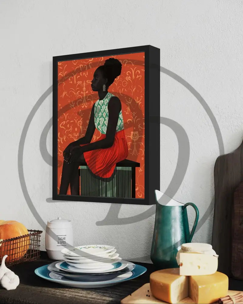 Afrocentric digital portrait perfect for bedrooms and creative spaces.