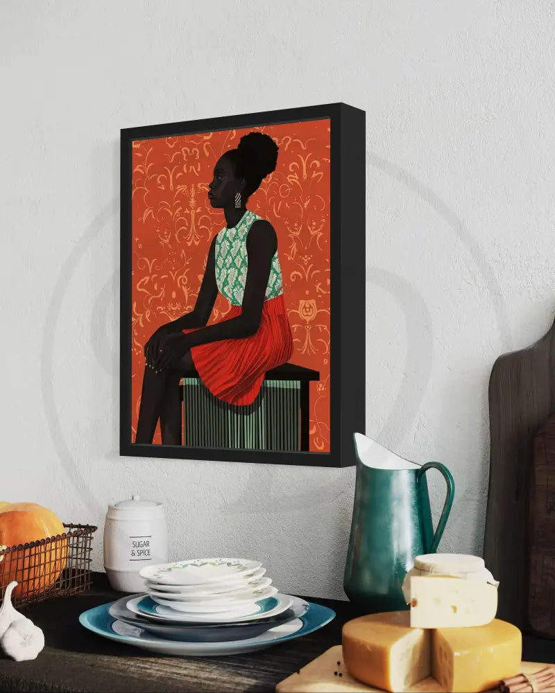 Afrocentric digital portrait perfect for bedrooms and creative spaces.
