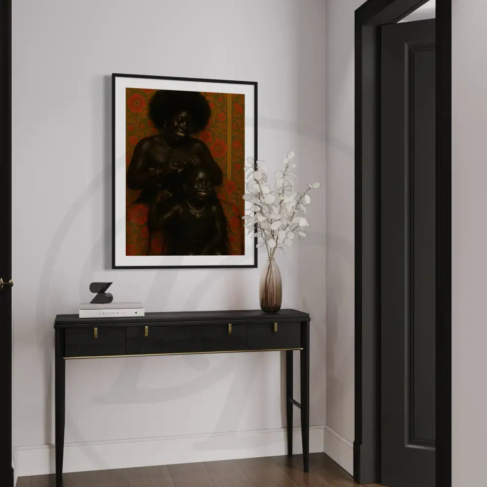 Joyful digital portrait of mother and child for Afrocentric home décor