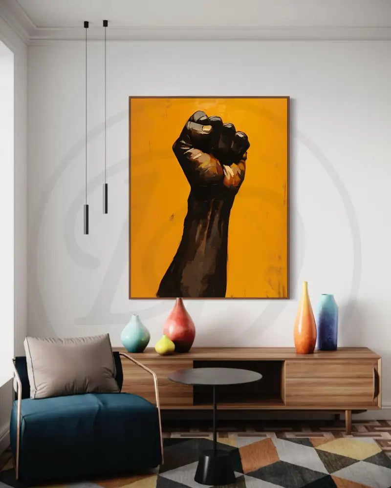 Afrocentric Black power digital art for stylish living rooms and offices.