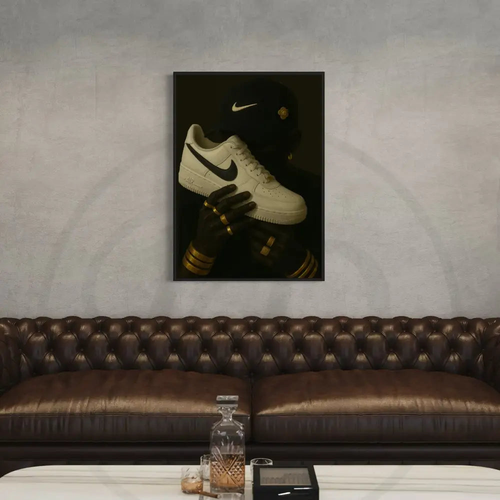 Modern Afrocentric sneaker art print highlighting Nike Air Force 1.