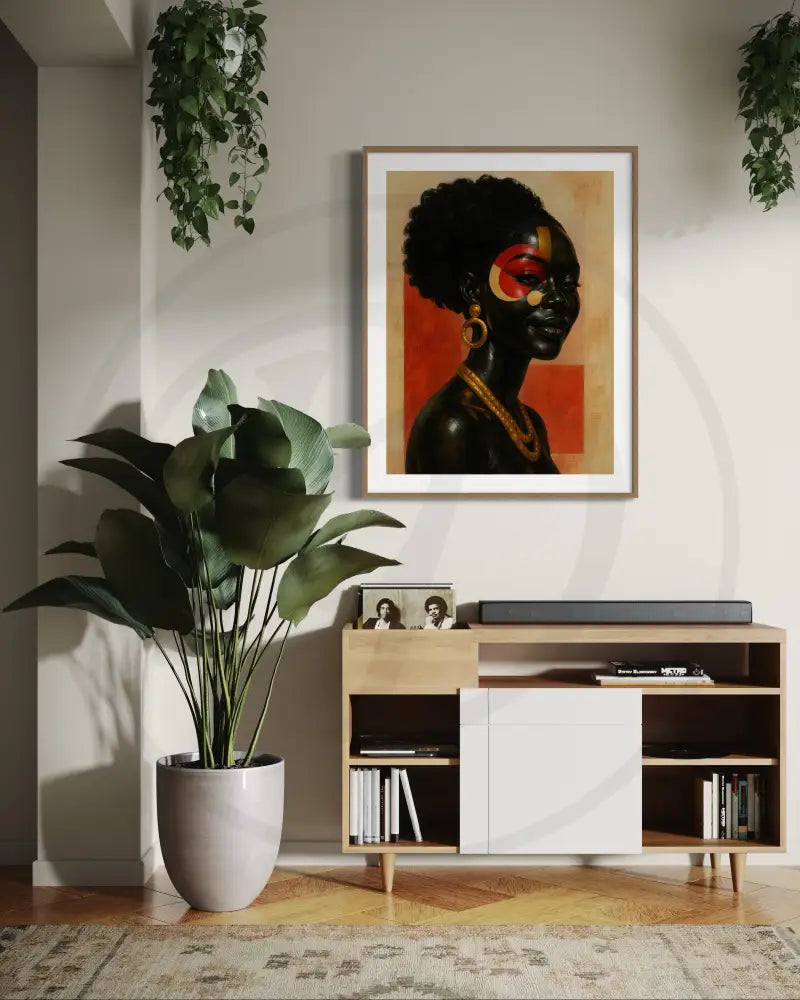 Afrocentric digital art featuring cultural face paint design
