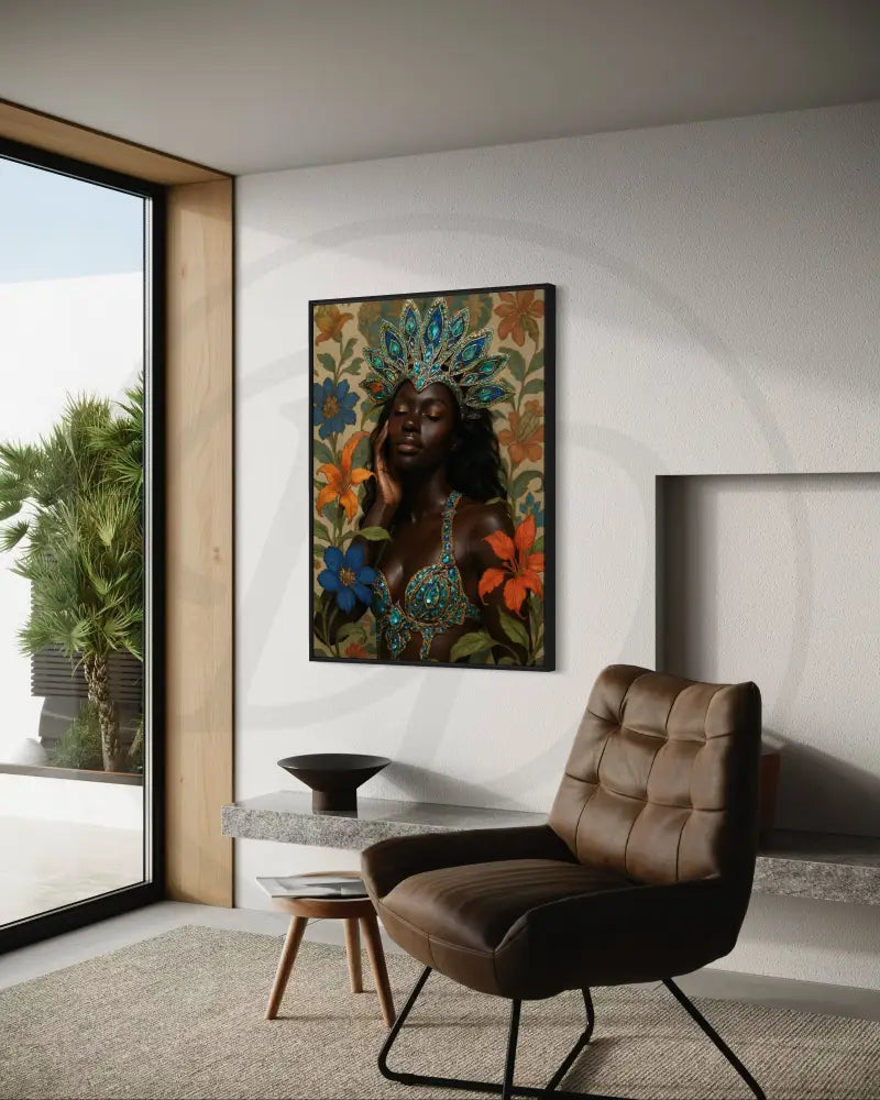 Afrocentric floral wall print