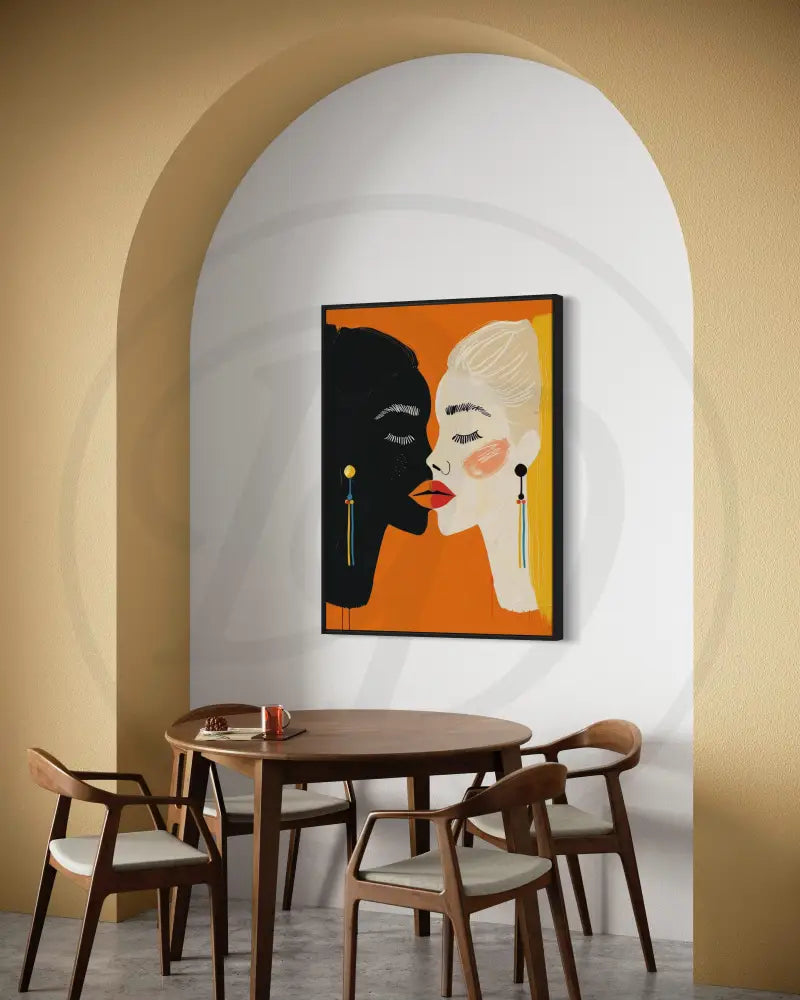 Printable love and friendship artwork with bold orange background.