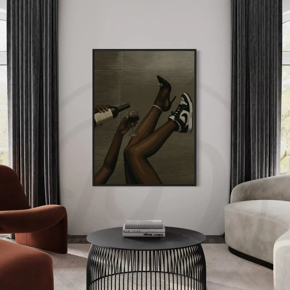 Stylish sneaker and wine-themed printable artwork