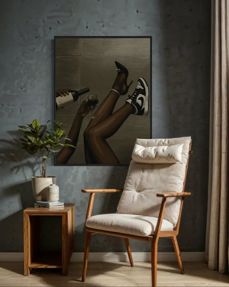 Urban style printable art with wine and sneakers