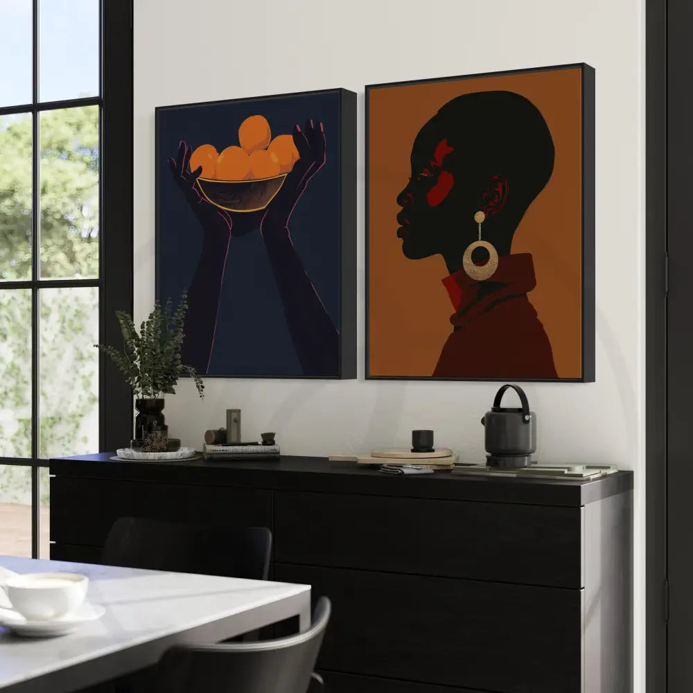 Modern African woman silhouette printable wall art for stylish interiors.