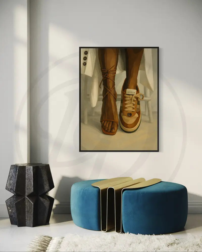 One sneaker one heel digital print