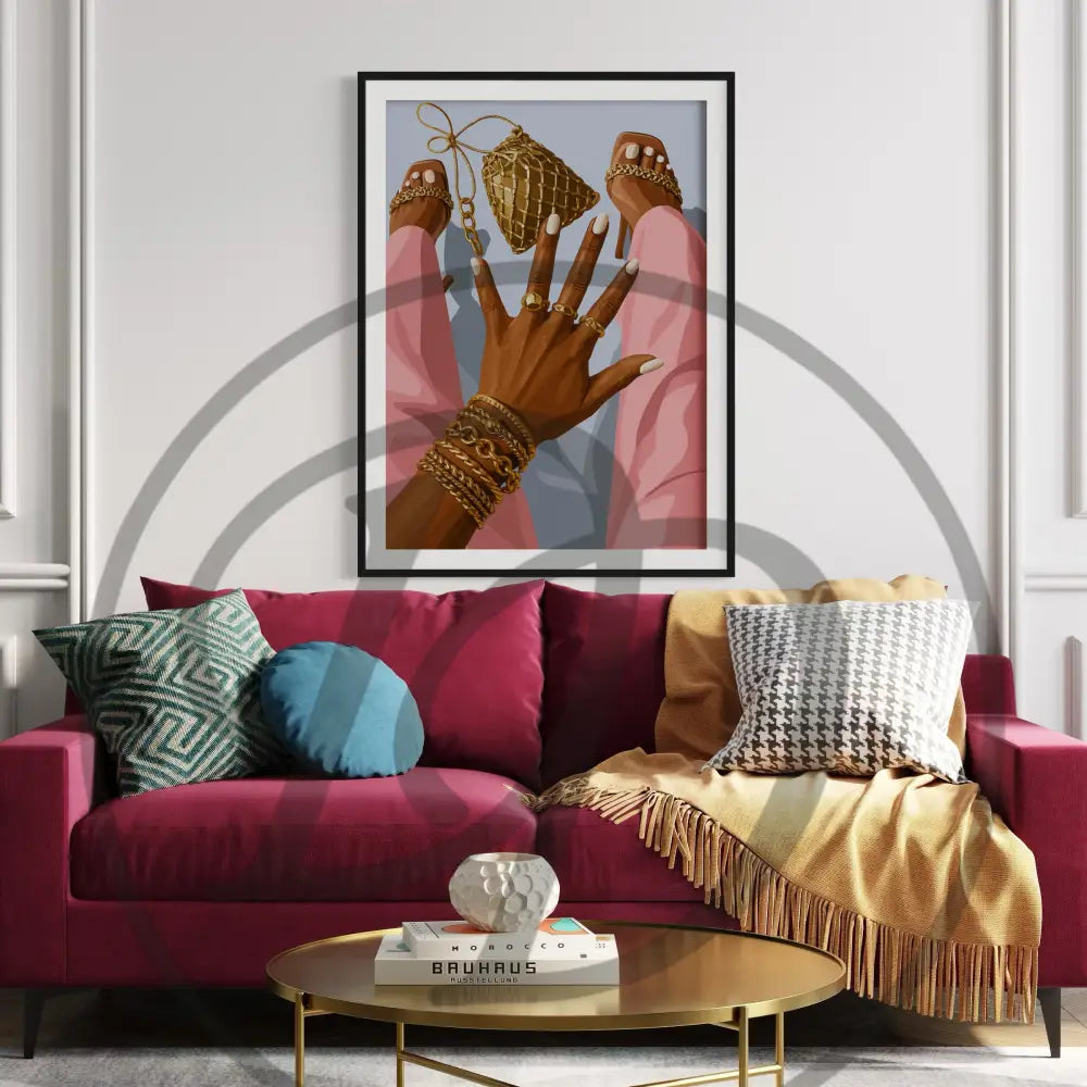 Modern Afrocentric artwork set with bold jewelry details