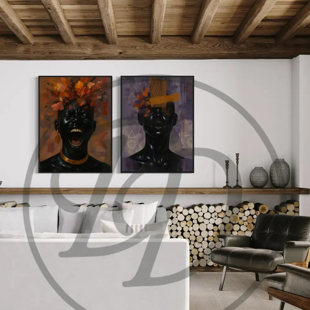 Afrocentric 2-piece printable wall art set for creative and premium décor lovers.