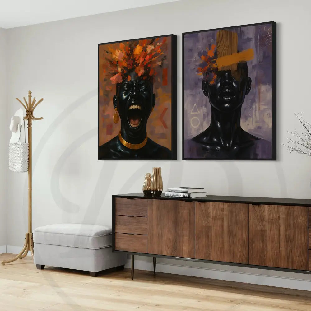 Elegant Afrocentric digital art for living rooms, studios, and gallery walls.