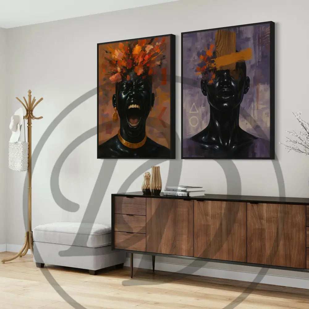 Elegant Afrocentric digital art for living rooms, studios, and gallery walls.