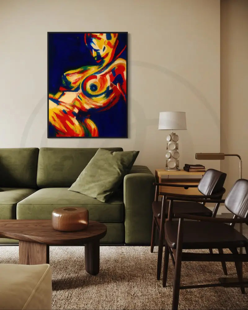 Bold brushstroke abstract nude wall décor