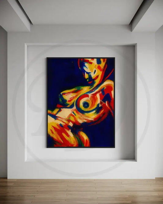Abstract nude wall art in bold vivid colors