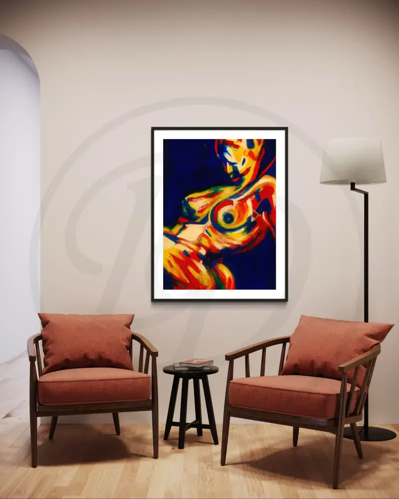 Modern colorful nude abstract art print

