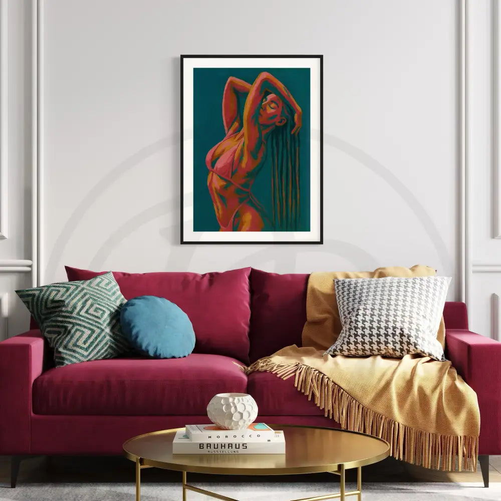 Modern colorful nude abstract art print