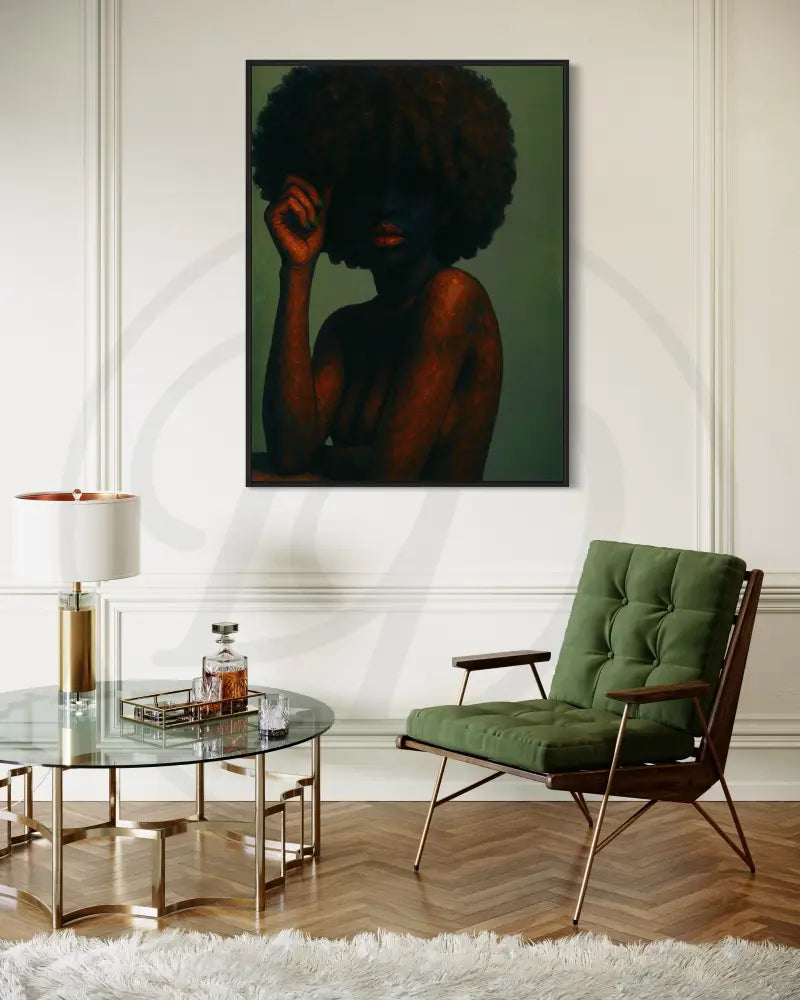 Printable portrait of Black woman with dramatic shadows