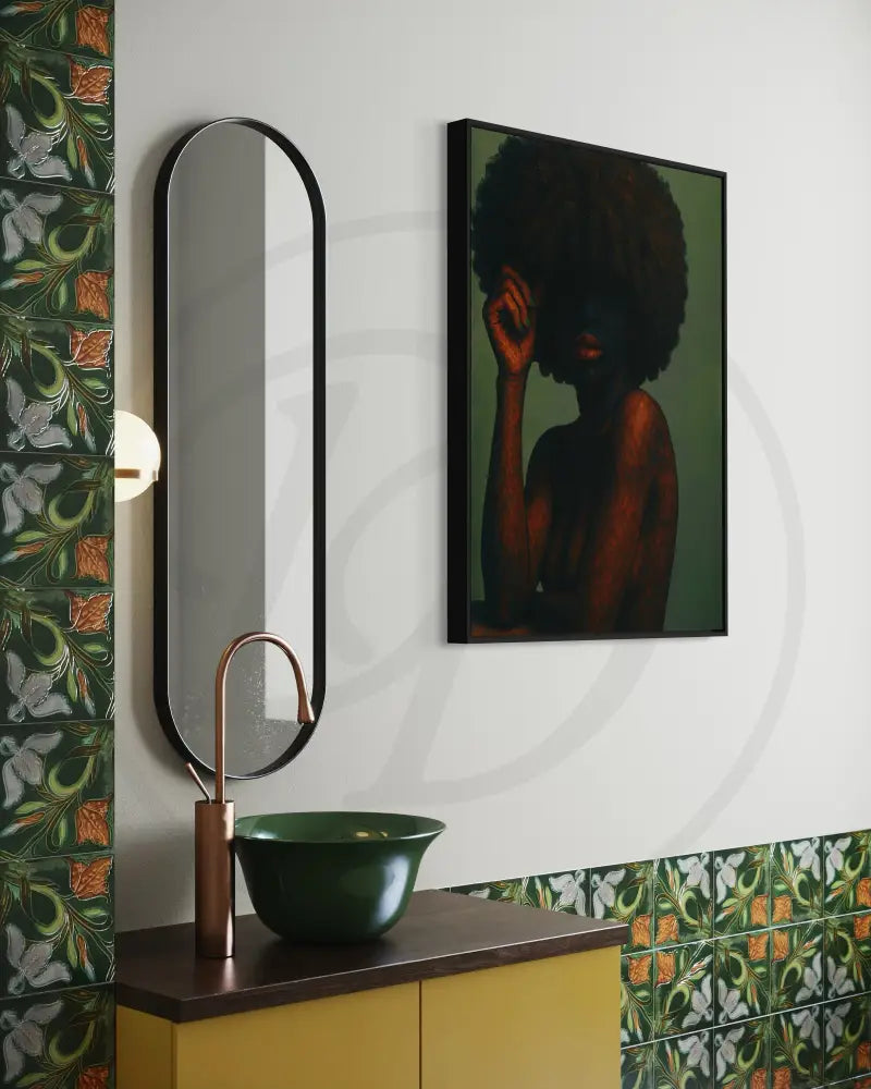 Textured afro portrait wall art for contemporary spaces
