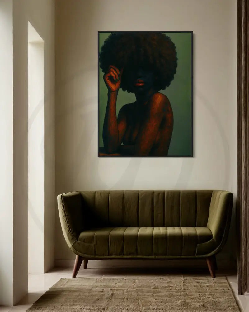 Afro Hair Black Woman Wall Art | Shadowed Portrait Printable