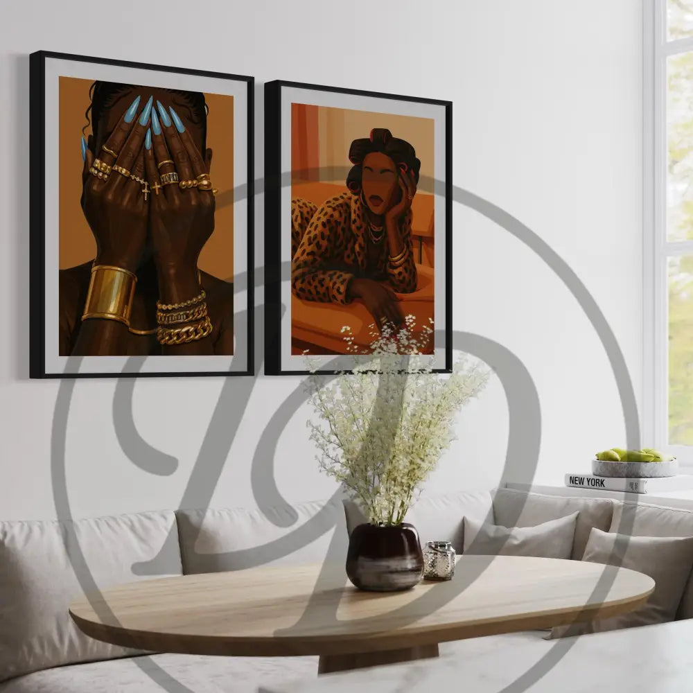 Afro luxe 2-piece digital wall art set. Perfect for modern and Afrocentric décor lovers.