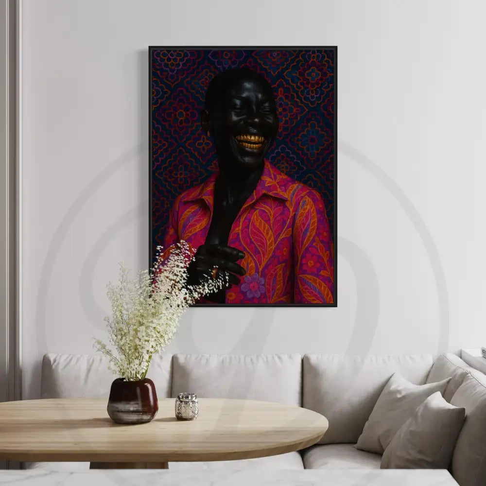 Modern African art prints with vibrant pink patterns and cultural elegance.
