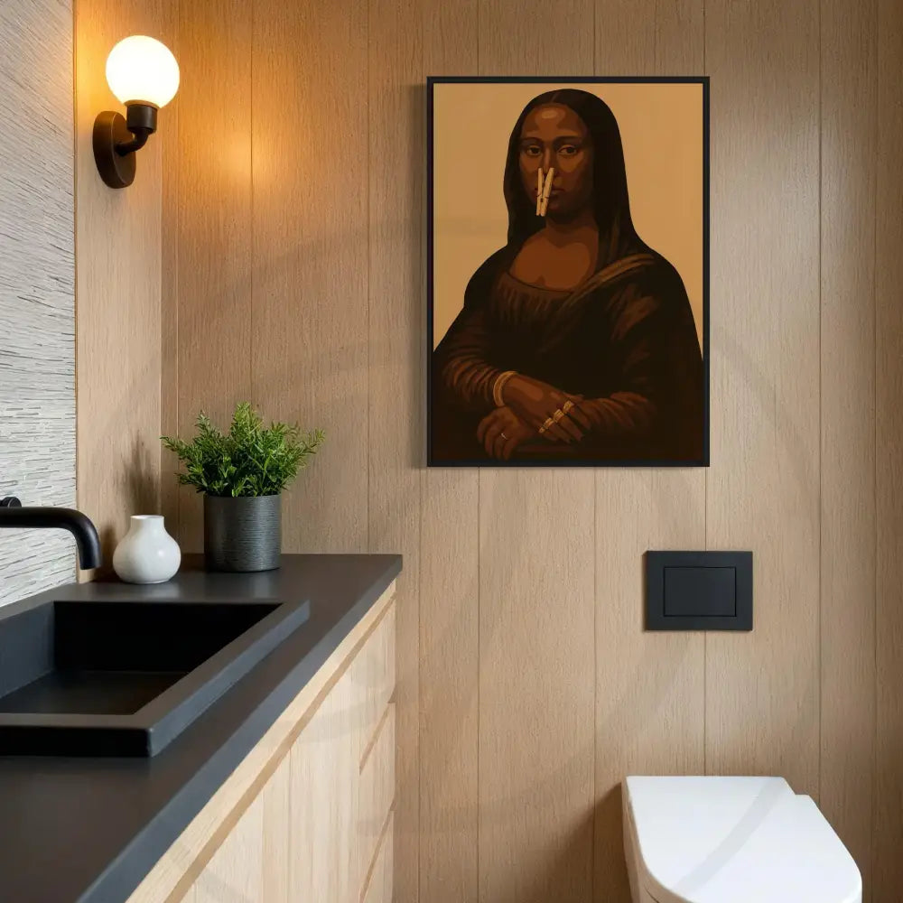 Afro Mona Lisa wall art with cultural pop art flair.