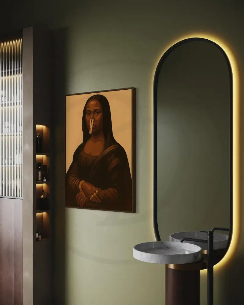 Printable Afro Mona Lisa statement piece for homes.