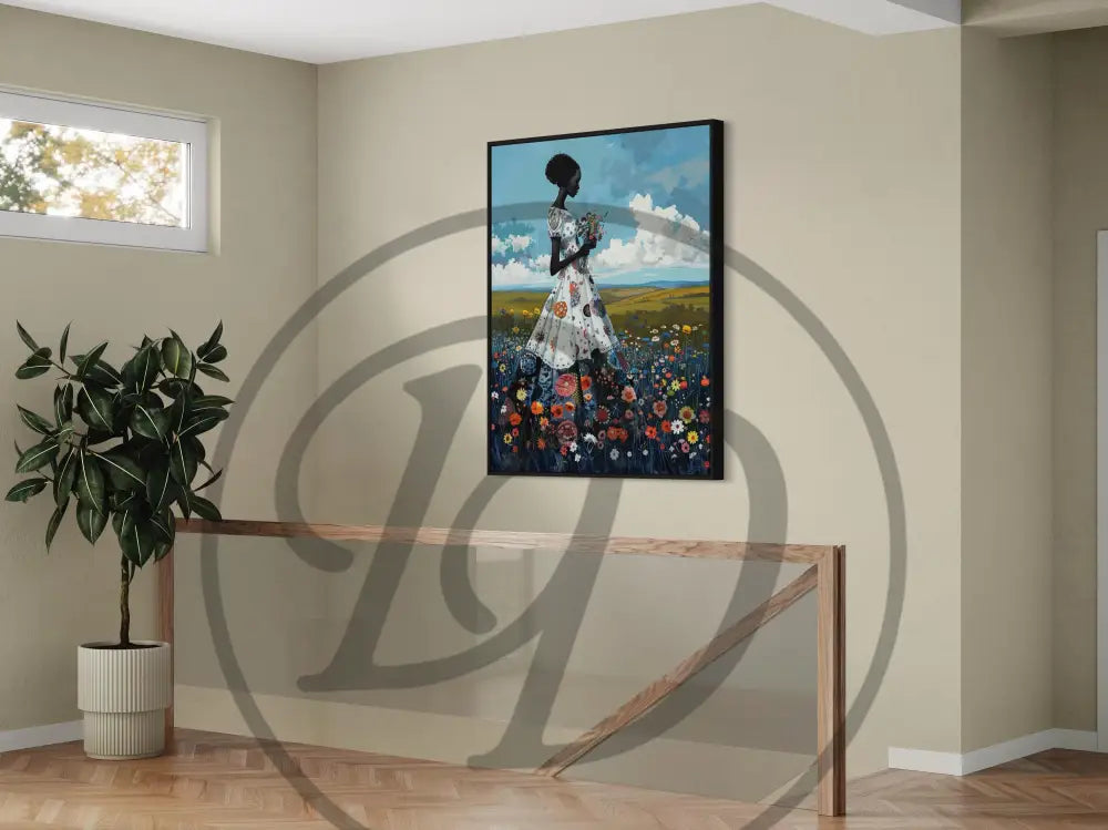 Serene wildflower field wall art download.