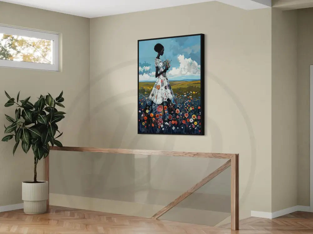 Serene wildflower field wall art download.