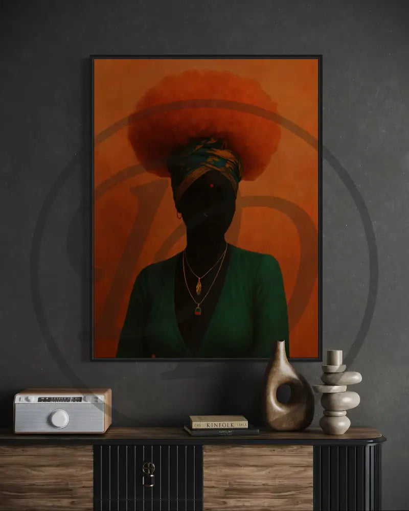 Contemporary Afro woman silhouette wall art printable.