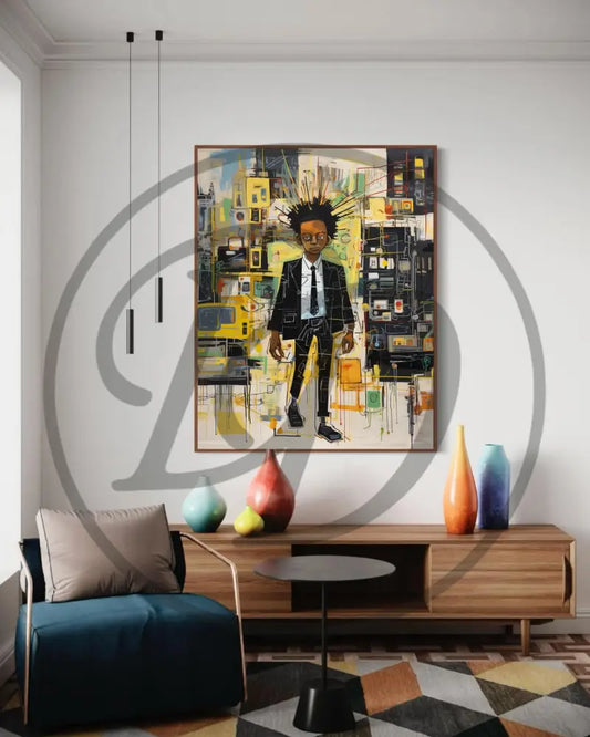 Printable Black boy portrait with bold brushstrokes and creative energy.