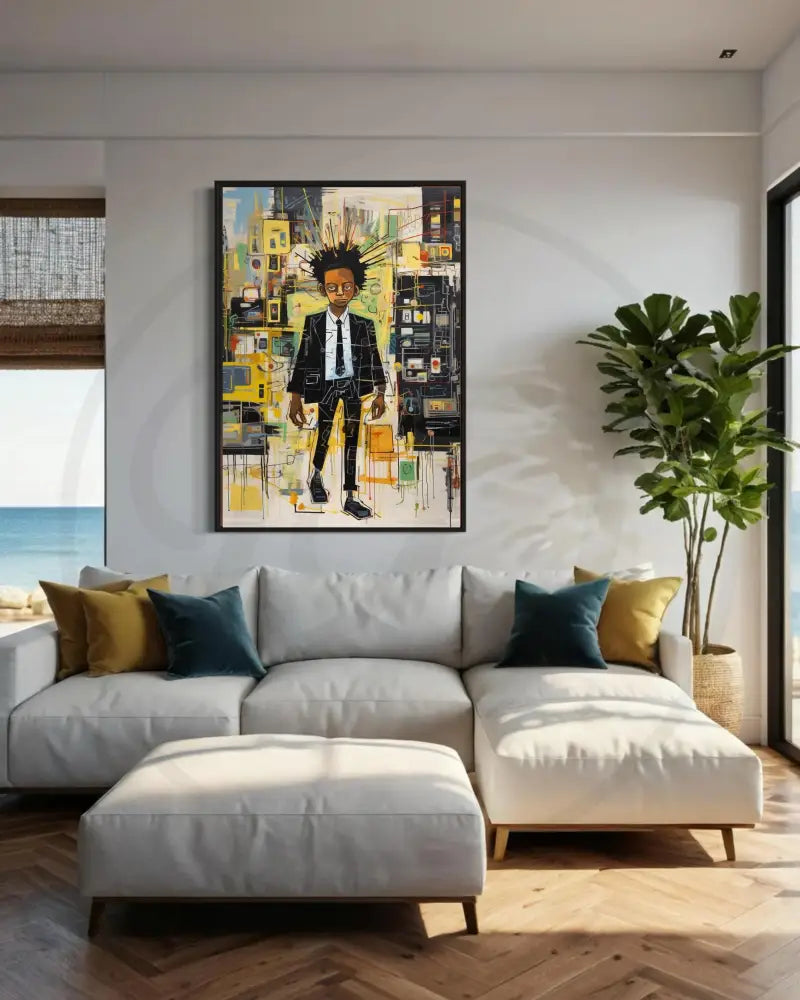 Afrocentric abstract portrait perfect for studios and contemporary homes.