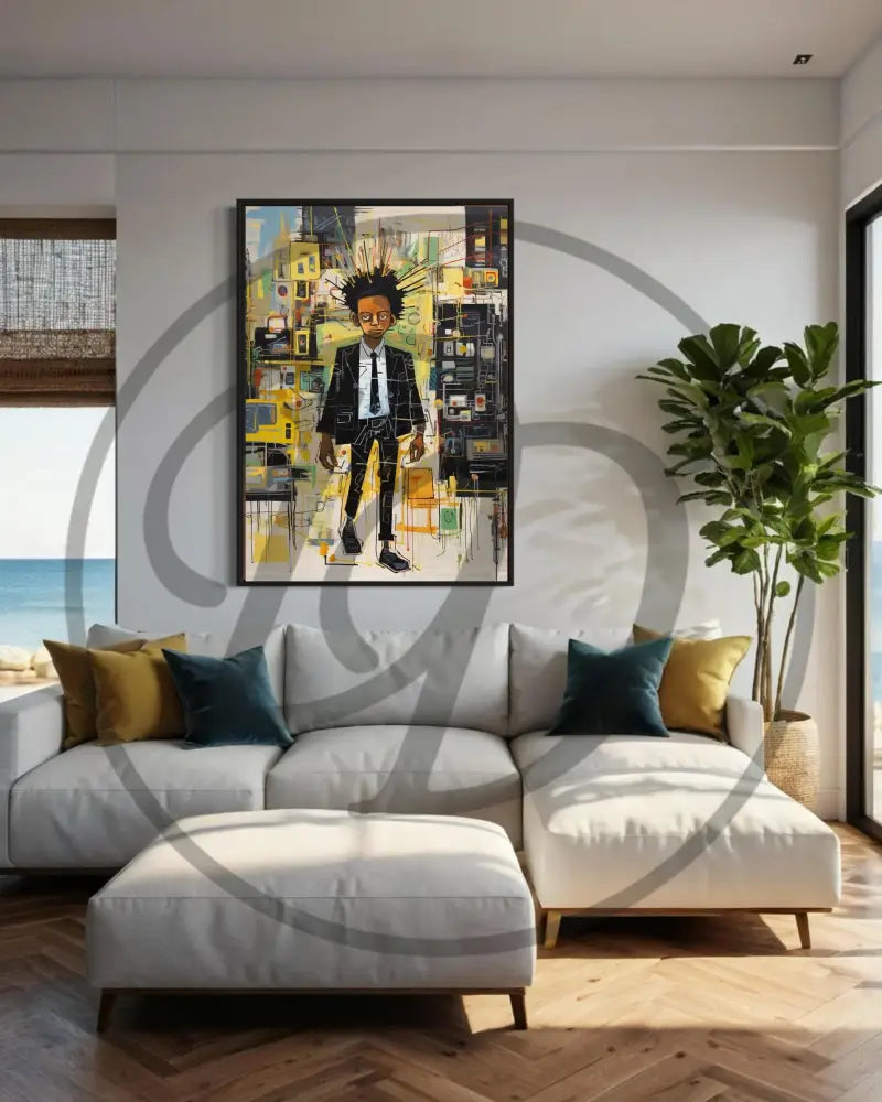 Afrocentric abstract portrait perfect for studios and contemporary homes.