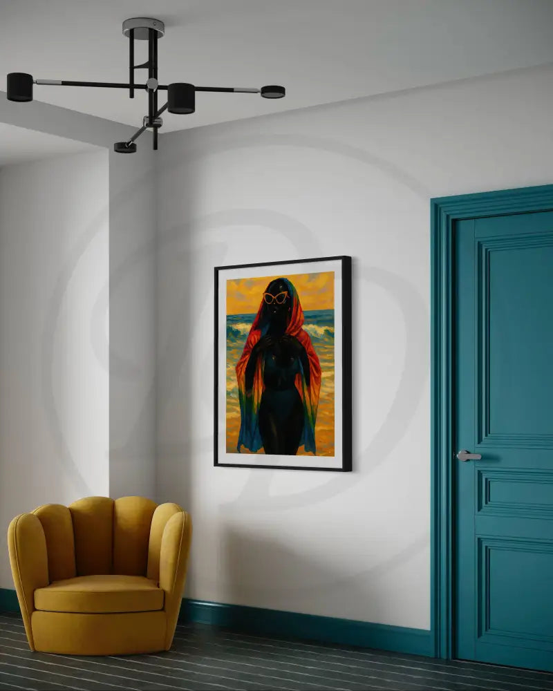 Vibrant Afrocentric beach print for summer-inspired décor