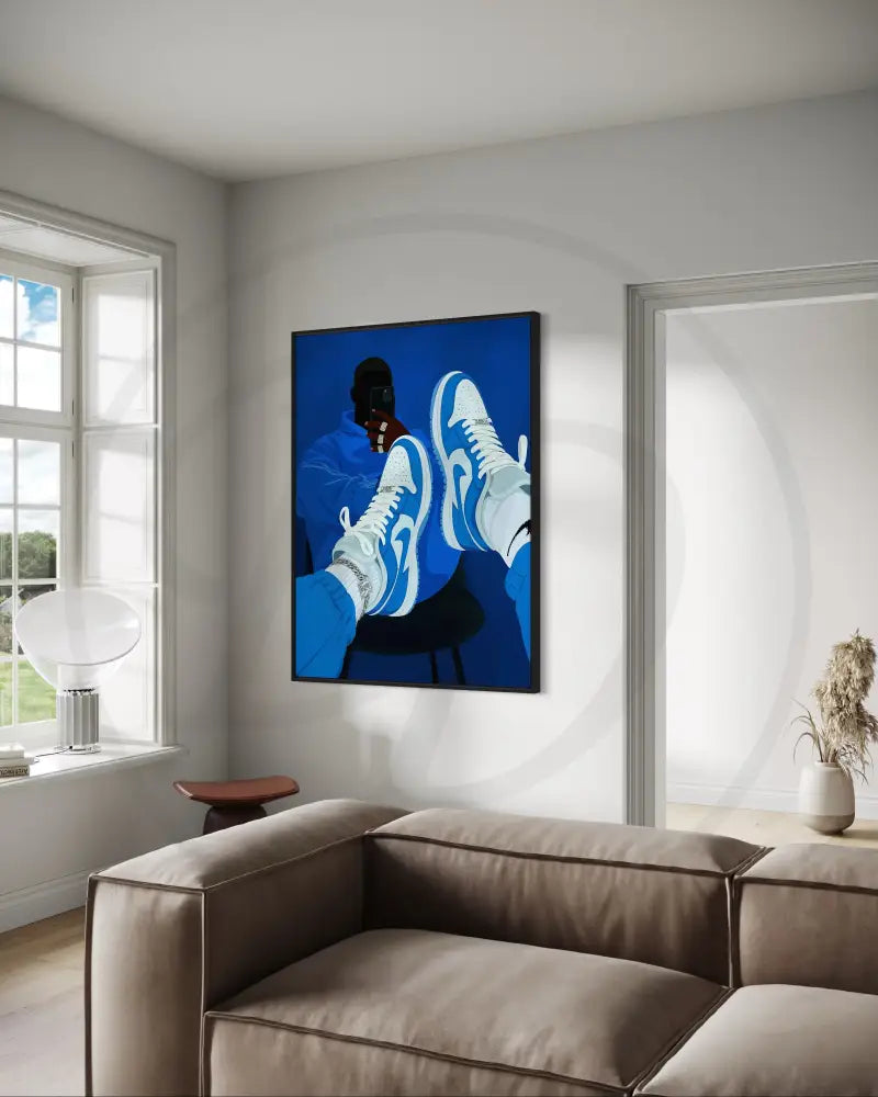 Black man sneaker culture art print for trendy home décor