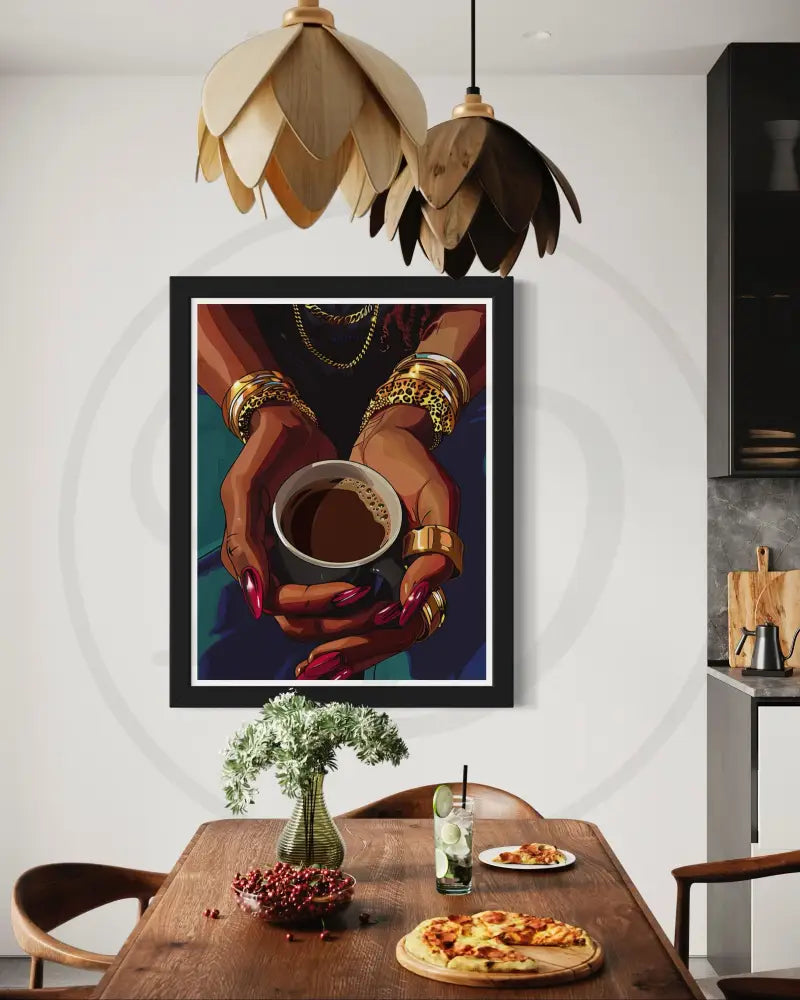 Printable coffee moment artwork celebrating style and intimacy.