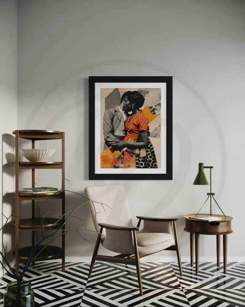 Afrocentric printable wall art of a loving Black couple