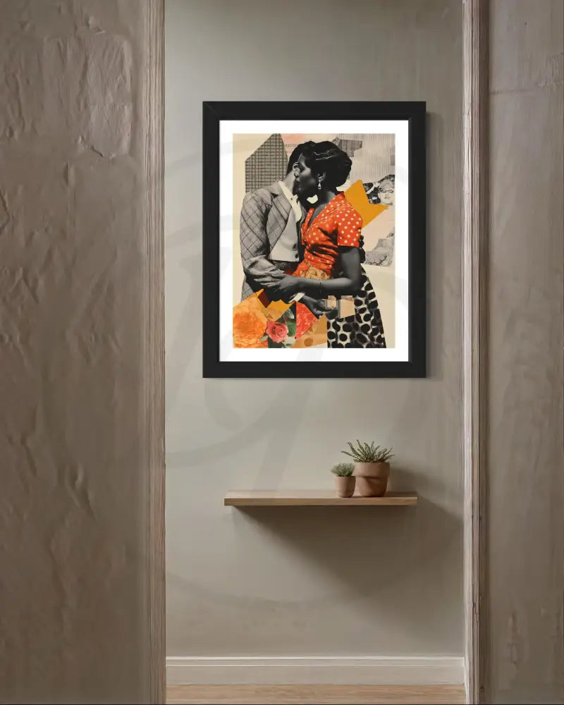 Vintage-inspired Black couple collage for Afrocentric décor
