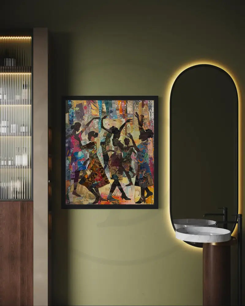Collage style African heritage dancing wall art print