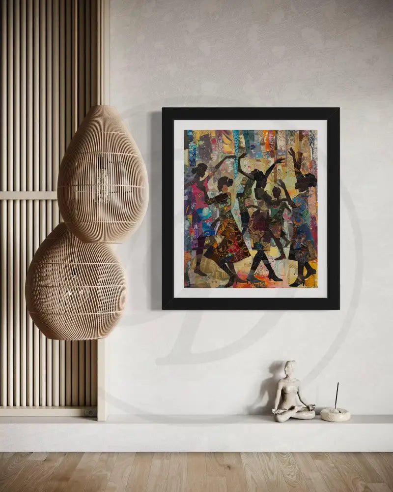 Vibrant cultural digital wall art of women dancing