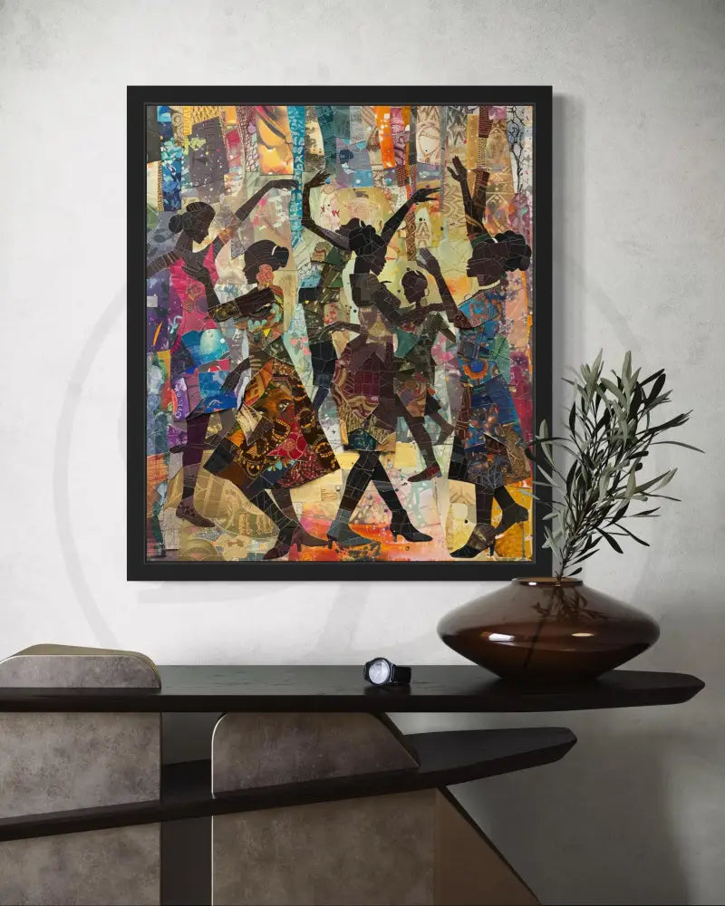 Printable Black cultural wall art with dancing silhouettes