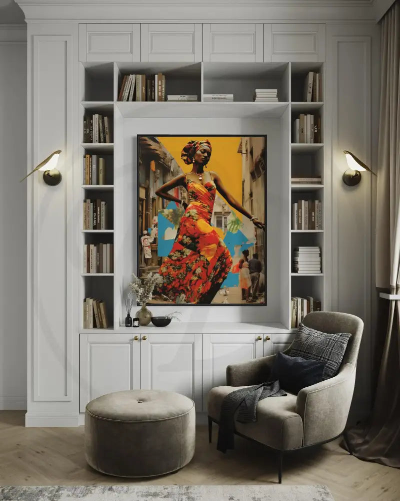 Collage-inspired Afrocentric wall décor for modern spaces.