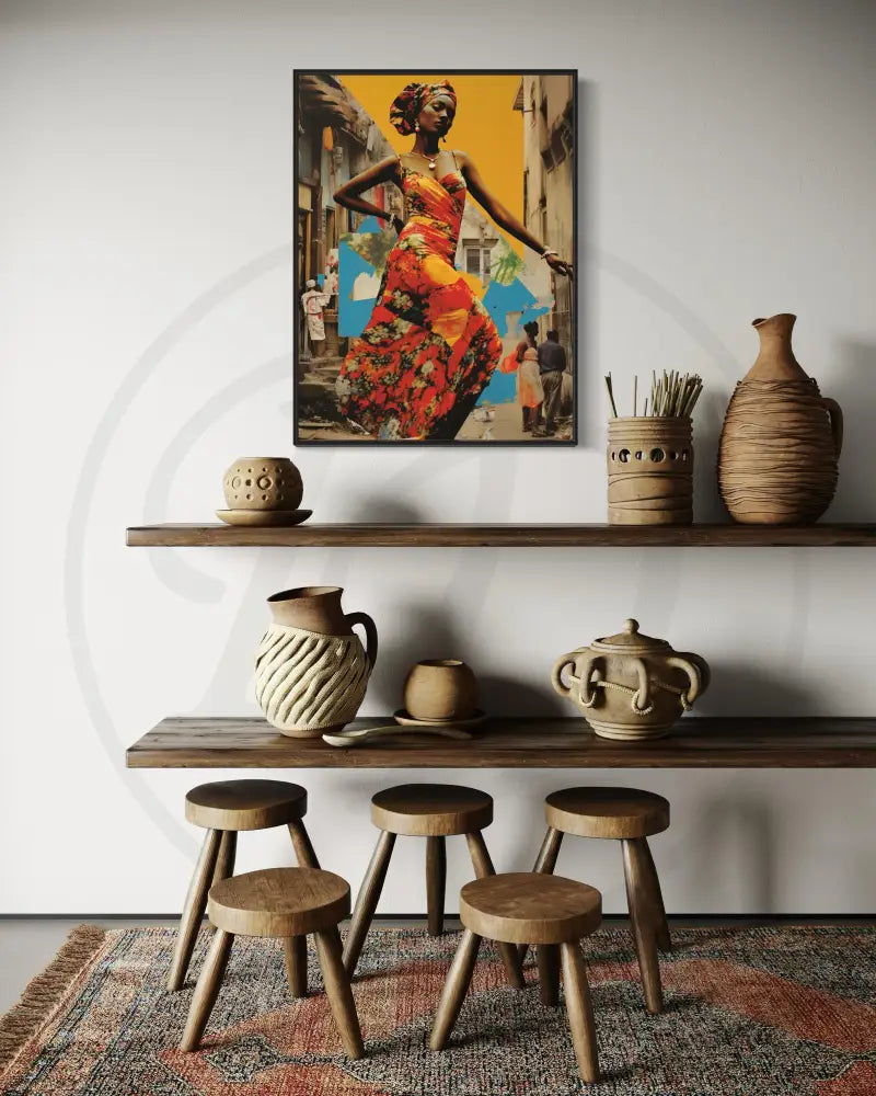 Afrocentric digital download featuring expressive collage design.